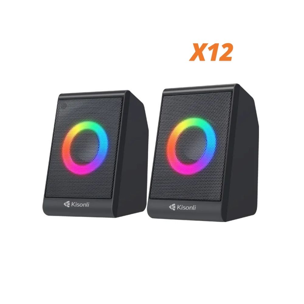 Kisonli X12 2.0 USB RGB Mini Computer Speaker 6W AUX Cable Volume Control Pakistan Kisonli X12 6W USB RGB Computer Speaker 2.0 AUX Volume Control | Lafafa.pk